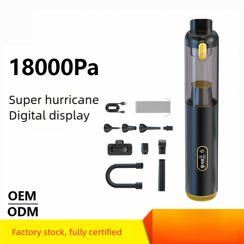 New model of car-mounted wireless vacuum cleaner with 18000pa ultra-high power, featuring multi-functional design suitable for both car and home use