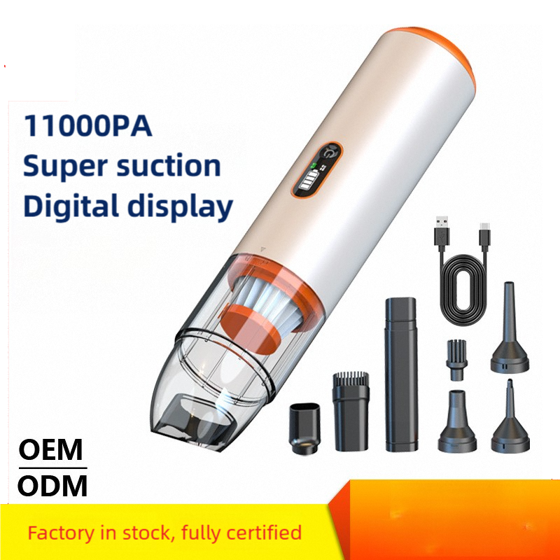 Car-mounted vacuum cleaner with wireless charging - suitable for family vehicles - powerful for both dry and wet cleaning - with large suction capacity - compact handheld vacuum cleaner