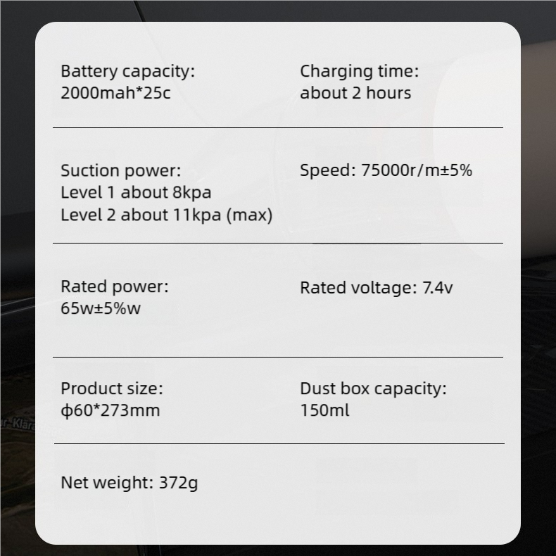 Car-mounted vacuum cleaner with wireless charging - suitable for family vehicles - powerful for both dry and wet cleaning - with large suction capacity - compact handheld vacuum cleaner