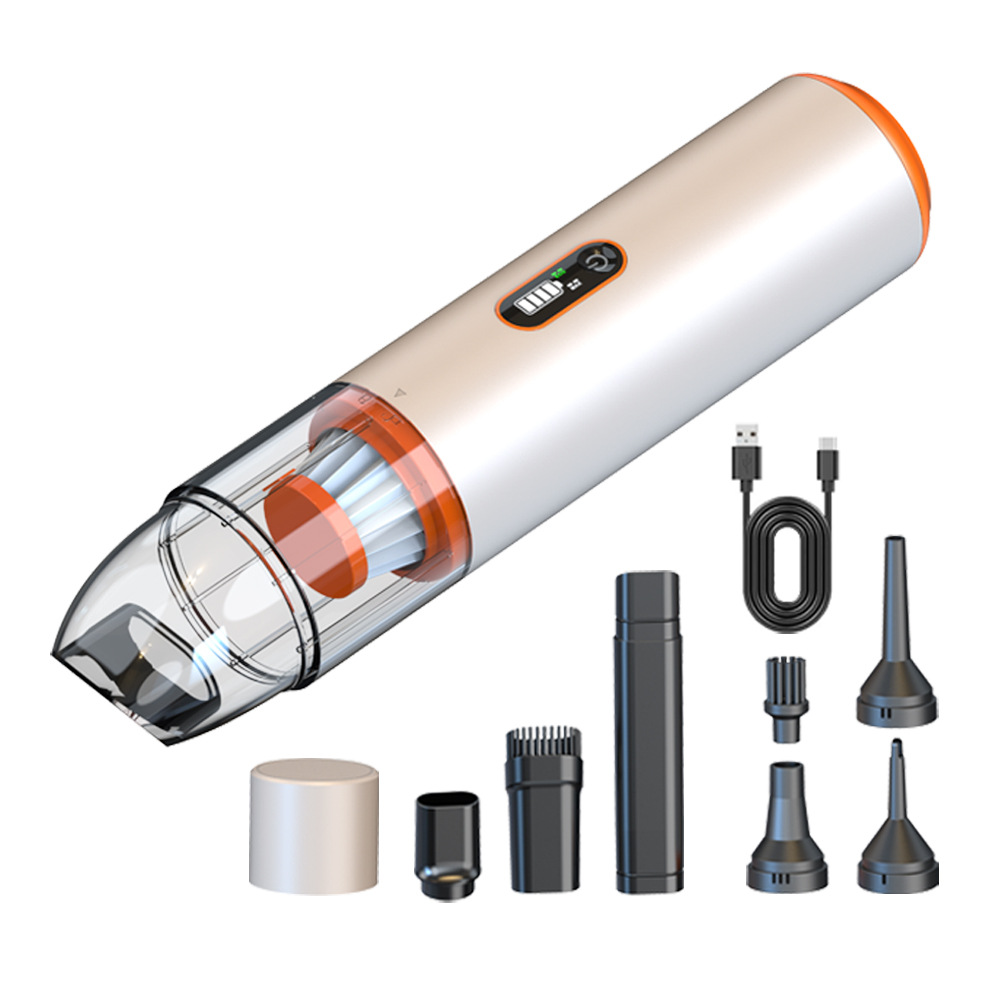 Car-mounted vacuum cleaner with wireless charging - suitable for family vehicles - powerful for both dry and wet cleaning - with large suction capacity - compact handheld vacuum cleaner
