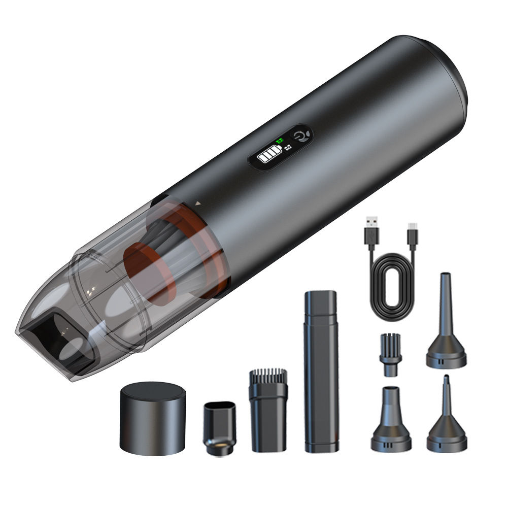 Car-mounted vacuum cleaner with wireless charging - suitable for family vehicles - powerful for both dry and wet cleaning - with large suction capacity - compact handheld vacuum cleaner